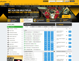 Начална страница на Betfair